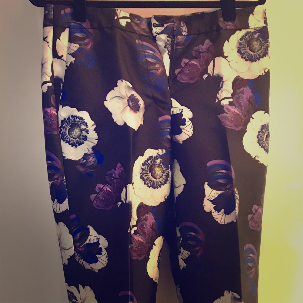 Jcrew Flower Print Silk Jacquard Dress Pants